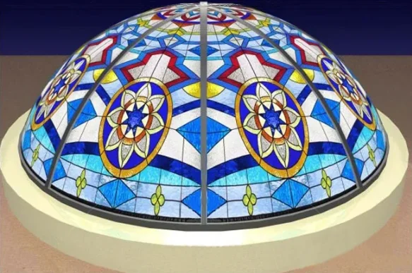 Decorative  Art Glass Handmade Soldered Color Stained Church Dome Ceramic Fritted Curved Tempered Glass