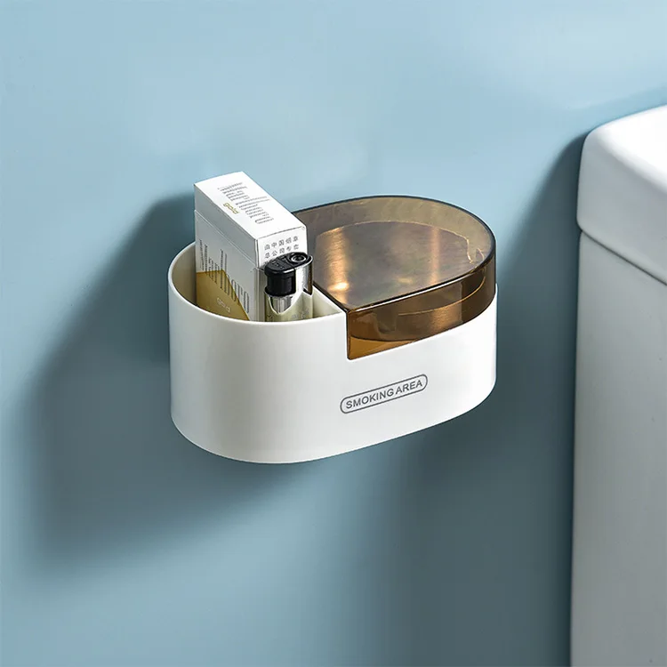 Creative new product wall mounted bathroom cigarette ash tray  stainless steel toilet ashtray Detachable waterproof with lid