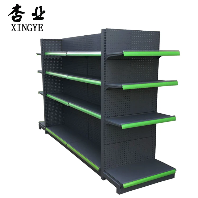 Double-Sided Supermarket Shelves Commercial Super Frosted Gray