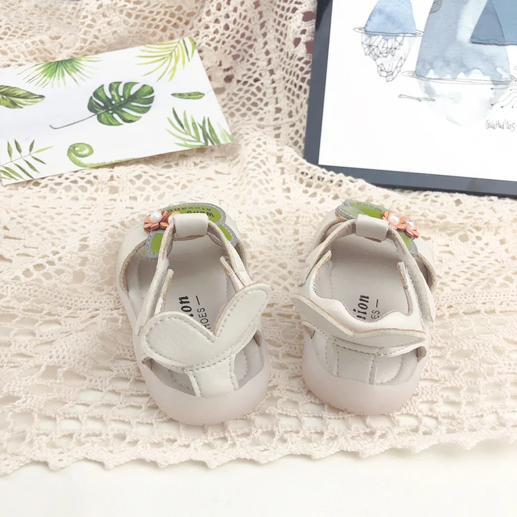 Wholesale Kids Baby Shoes Girls Footwears Transparent Floral Rabbit Toddler Casual Shoes
