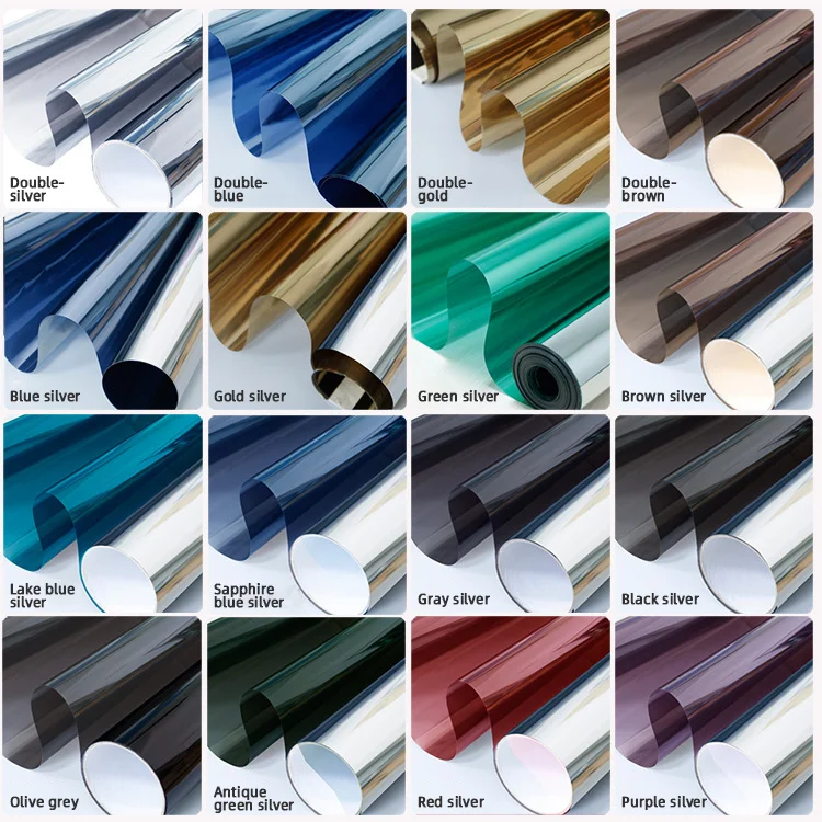 5% 15% Silver Mirror Mylar Mirror Film Window Pet Film 0.5% Reflective Control Insulation Pet Building Uv Protection Glass Film