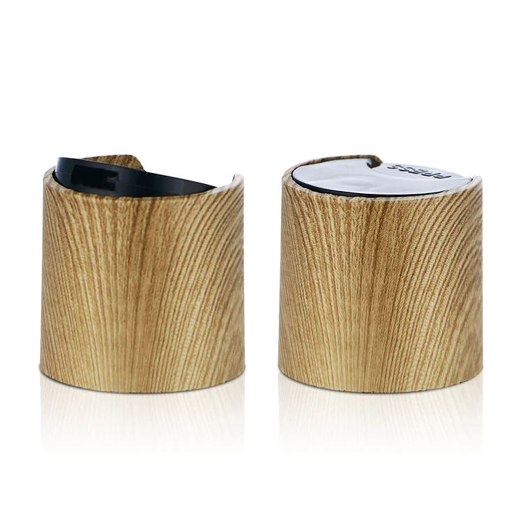 28/410 Plastic Wooden Pattern Dispenser Disk Top Cap For Cosmetic Bottle