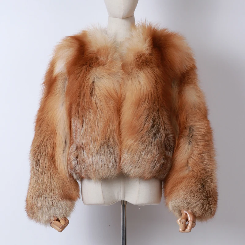 Winter Autumn Women Real Fox Fur Coat Short Natural Fur Jacket For Ladies