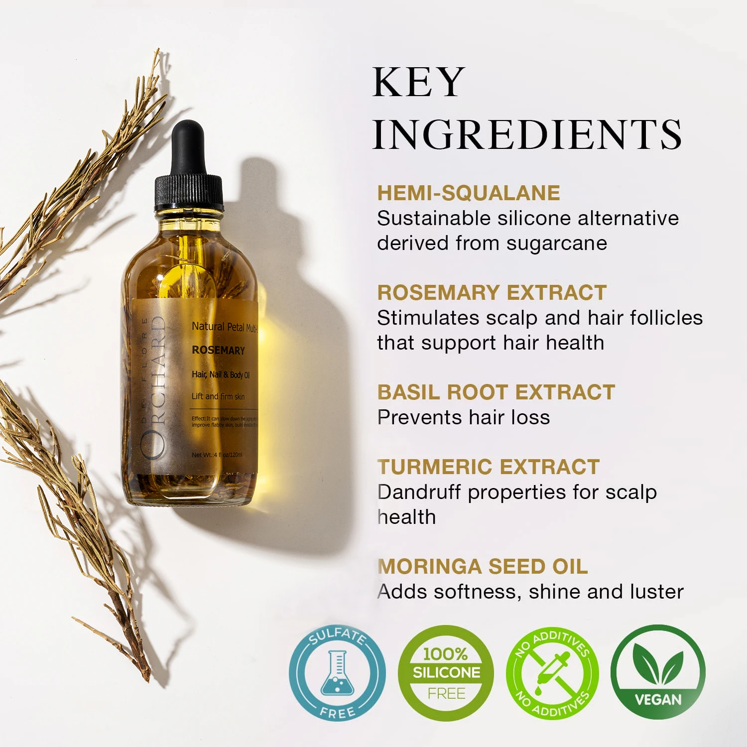 120ml Wholesale Strengthening Nourish Hair Scalp Care Organic Pure Rosemary Oil For Hair Growth