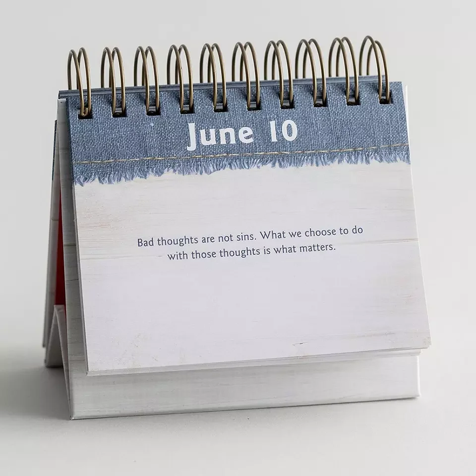 Custom Logo Printed Paper  Mini Spiral 365 Day to Page Cube Perpetual Inspirational Calendar