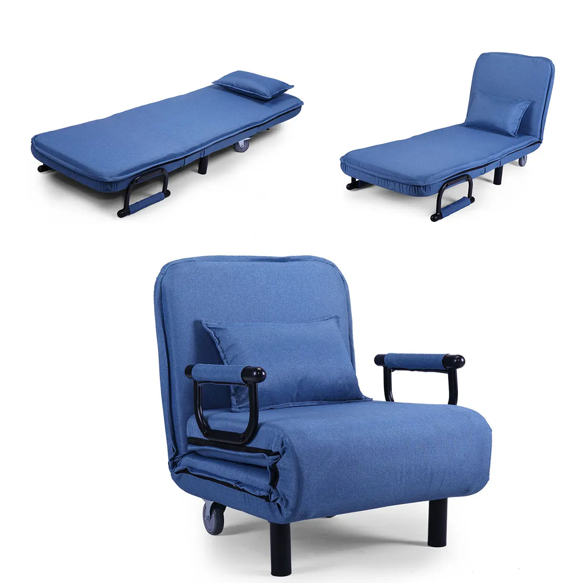 Durable Good Quality Lounge Chair Adjustable Folding Dual-Purpose Chair Sofa Bed Recliner Chair with pillow