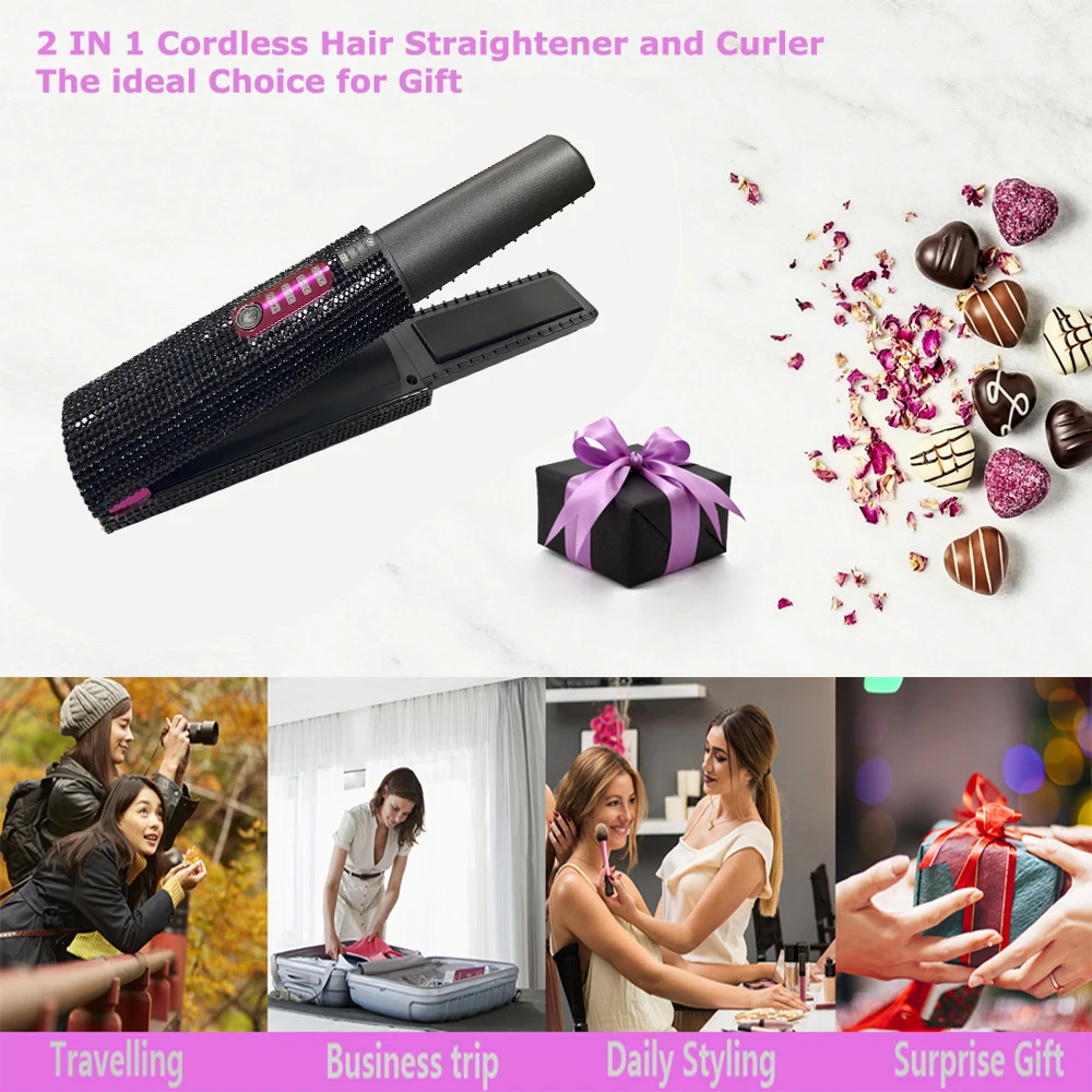 Professional Hair Straighteners Custom Color Titanium Hair Straightener Luxury Wireless  Rechargeable Private Label Flat Iron