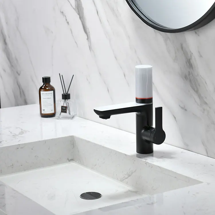 Smart digital Tap Modern Deck Mount filter Basin faucet with Digital Temperature Display