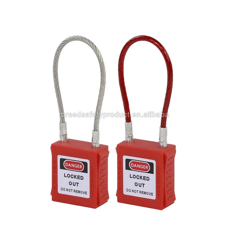 Loto Custom Insulated Plastic Layer Covered Steel Cable Safety Padlocks With UV Proof Labels G41