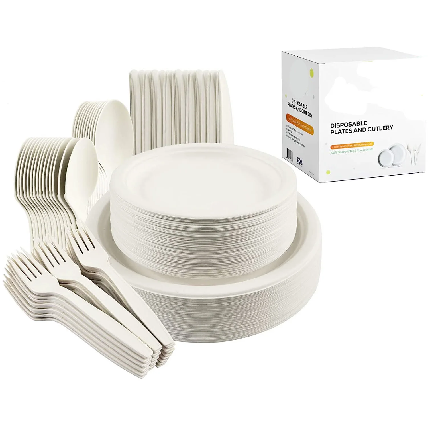 6 7 8 9 10 Inch Sugarcane Bagasse Pulp Compostable Biodegradable Disposable Sugar Cane Natural White Round Paper Plates