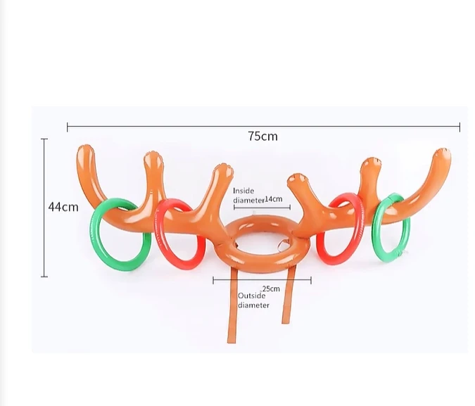 Inflatable Reindeer Ring Toss Game Complete Set With Antler Hat 4 Rings and Handpump Perfect for Family Games and Gifts