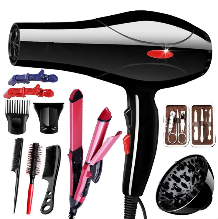 Good Reviews From Clients Cheap Price Handheld Hair Dryers Kits 2in1 Hair Curling Iron Flat Iron