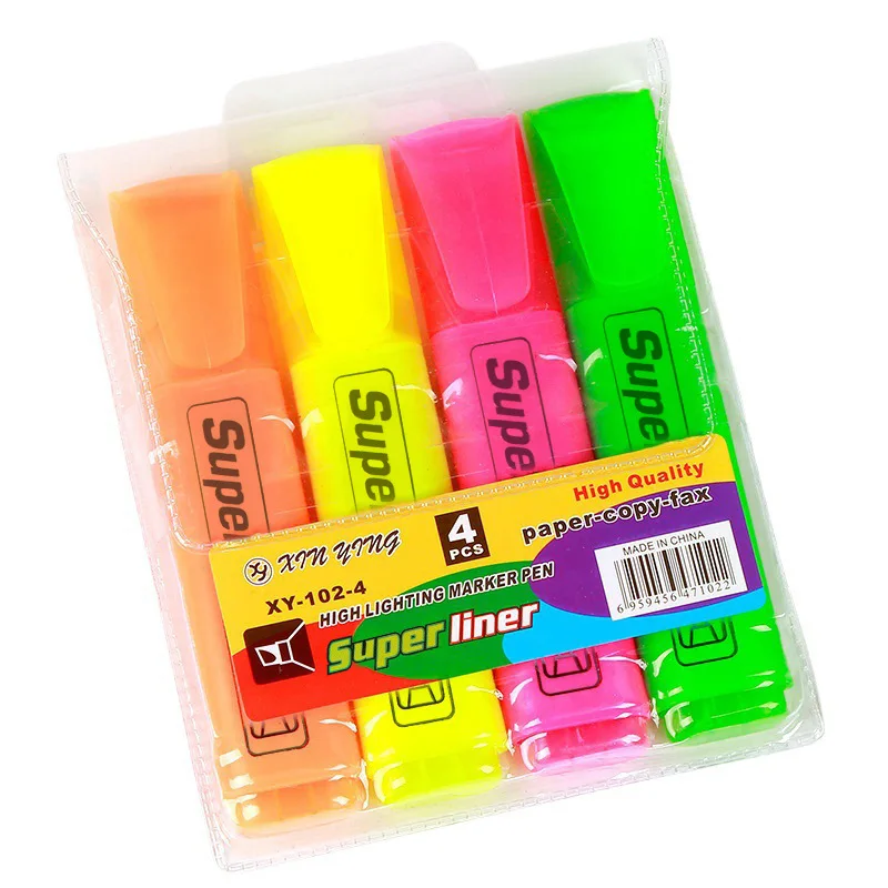 Highlighter Foreign Trade Classic Hot Marker Pen 6 Color Oblique Head Color Marker Thick Head Fluorescent Office Label Pen
