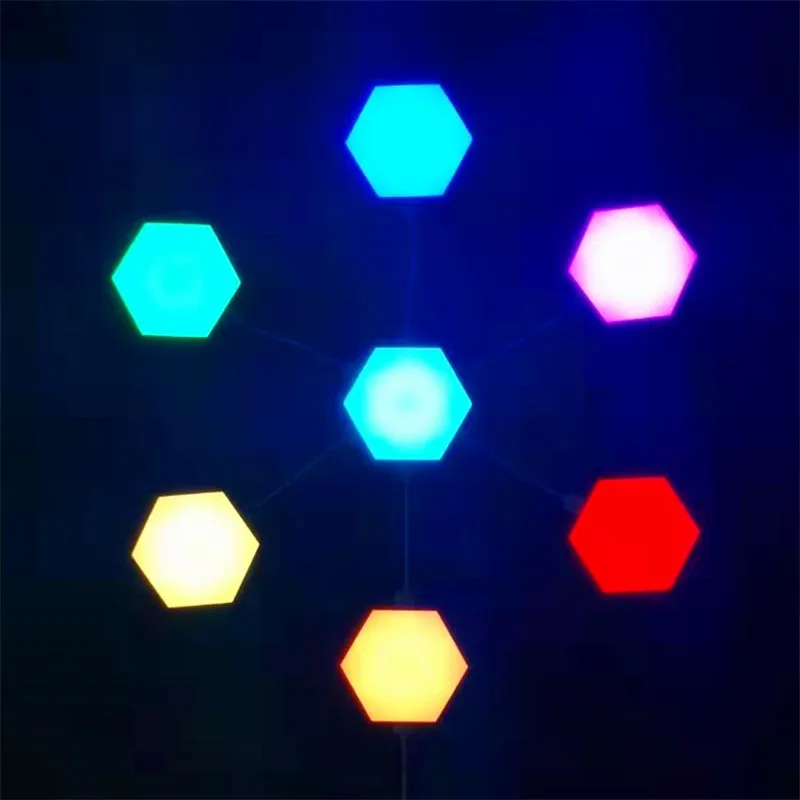 2022 New Design RGB Color Changeable Hexagonal Touch Lamp For Wall Decoration Bedroom Honeycomb DIY Night Lights