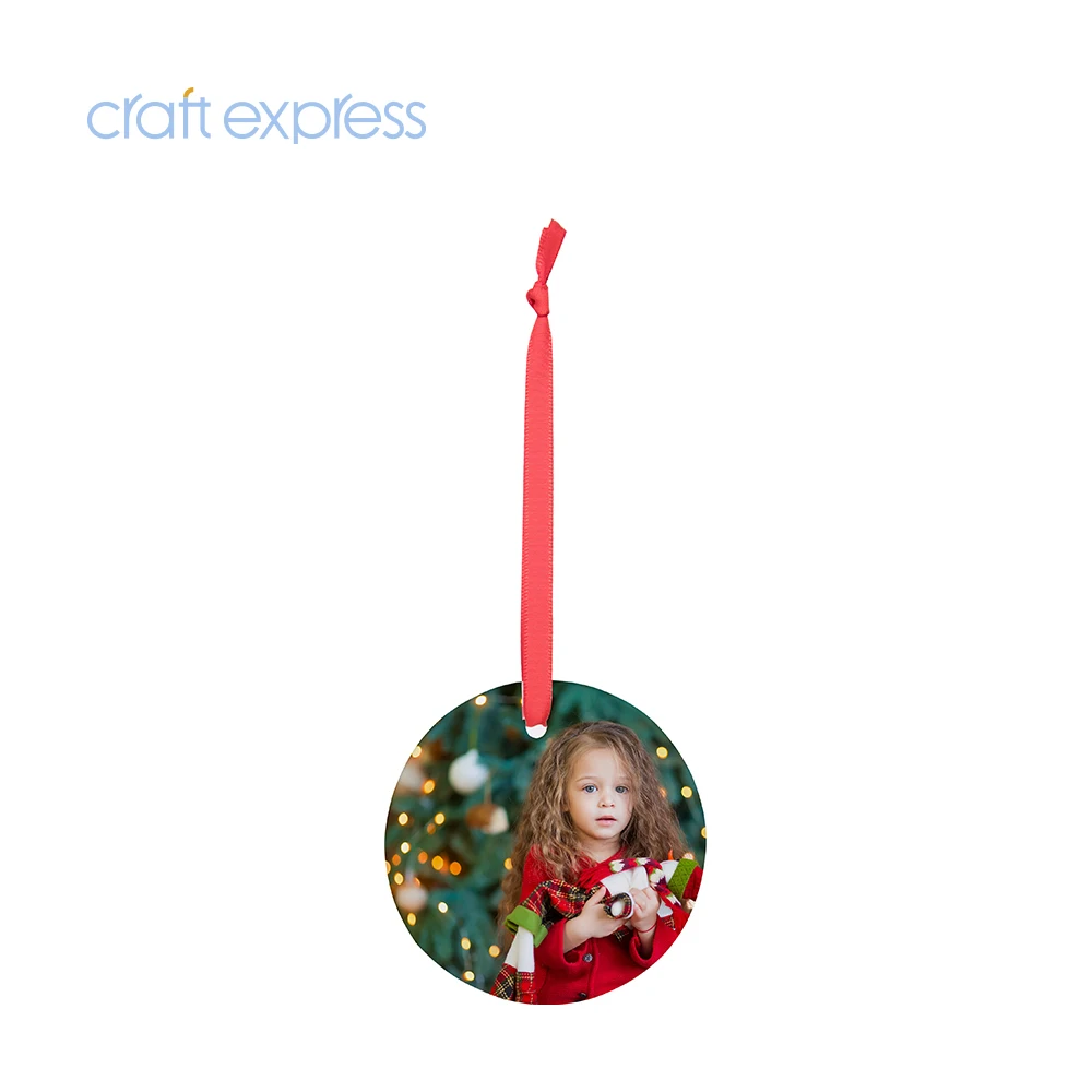 Craft Express Promotion Custom Gift Christmas Tree Circle Decoration Ornament Supplies Clear Glass Sublimation Ornament