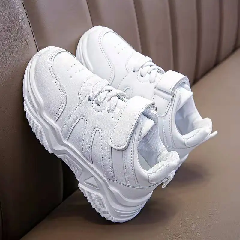 Unisex Footwear Sport Sot Sole Whole White Leather School Students Kids Casual Shoes