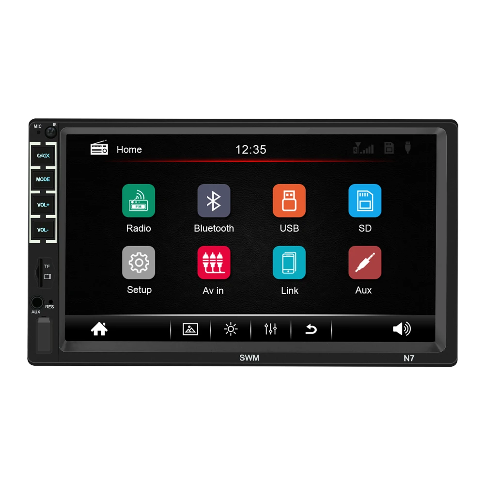 Universal 7 Inch Touchscreen 1 Din Car Audio Video USB Aux Steering Wheel Control Car MP5 Player Radio  Mirror Link