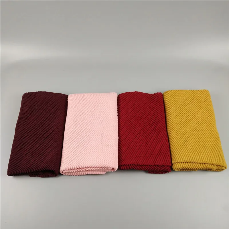New Wholesale Fold Muslim Ladies Hijabs Pearl Chiffon Beaded Shawl Bubble Crinkle  Hijab Scarfs