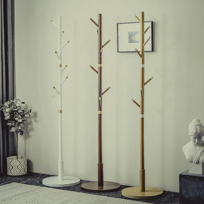 Hot sale modern design Nordic floor entrance hall standing wooden coat rack