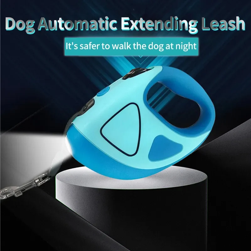 Custom Logo Tangle-Free Retractable Pet Dog Leash 16 Ft Handfree Dog Leash with Bright Led Light Flashlight