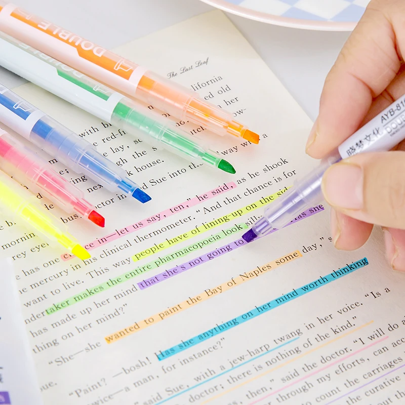 High face value 6 bags 6 color double head Mark marker pen highlighter pen