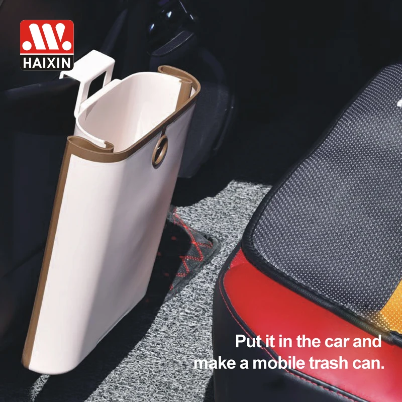 Kitchen gadgets car small storage hanging foldable wall mount garbage trash can food dustbin recycle plastic waste bin