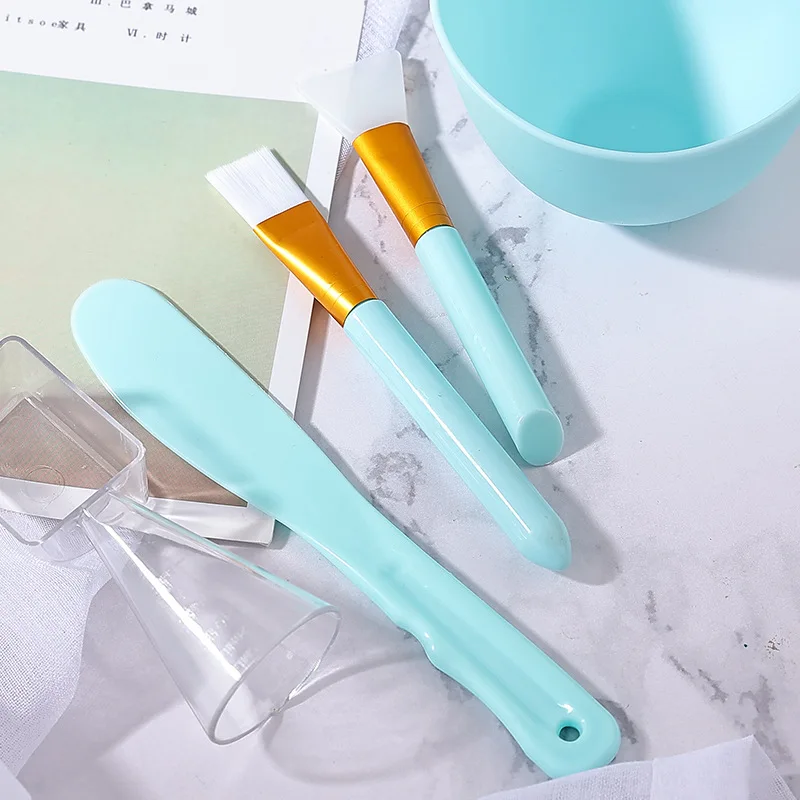Factory Sell Mask Brush Facial Care Set 5pcs Mask Spatula Silicone Mask Bowl Brush Hair Cleaning Measuring Spoon Set