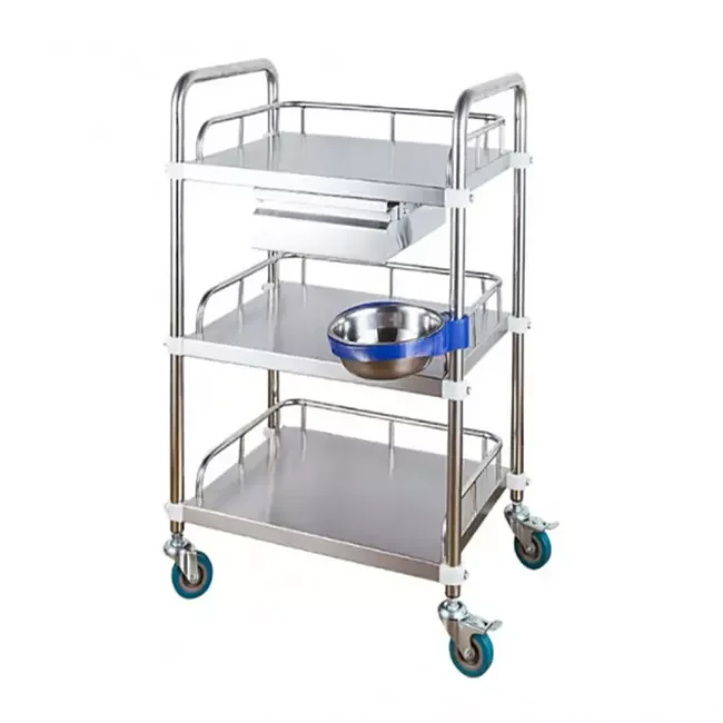 Hospital Furniture Surgical Instrument Medical Trolley Stainless Steel Hospital Trolley Medicine Cart Emergency Trolley