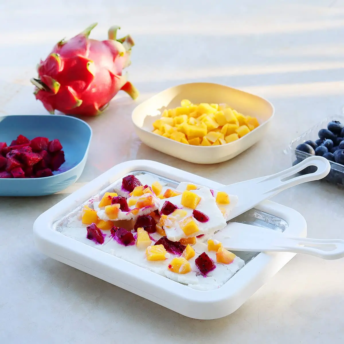 Cartoon Mini Ice Cream Maker and Fried Yogurt Machine Cool Summer Rolling Machine for Kids Children Ice Cream Tools