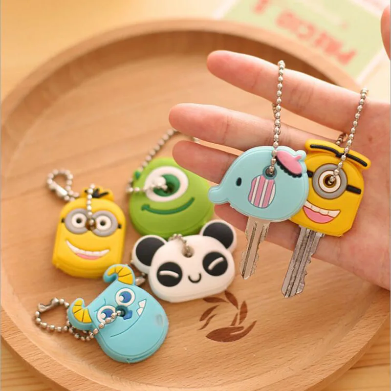 2021 Car Styling High quality Kawaii Cartoon Animal Silicone Key Caps Covers Silicone Keys Keychain Case Shell