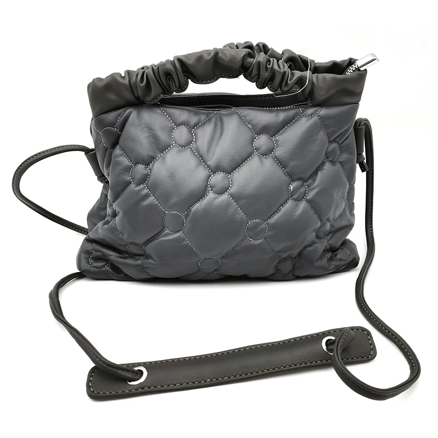 puffy leather padded handbag quilted PU women hand bags bucket tote bag puff with zipper lady designer plaid handbags 3125