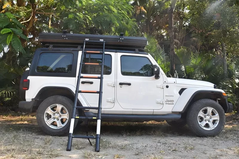 Luxury Aluminum Side Open Roof Top Tent Single Layer 4m Cotton Hard Shell SBS Zipper Pop Design 2-Person Outdoor Camping