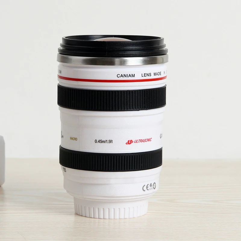 New Creative SLR Camera Len Cup Funny Shape Black And White Shutterbug Gift Office Stainless Steel Cup Camera Commemorative Gift
