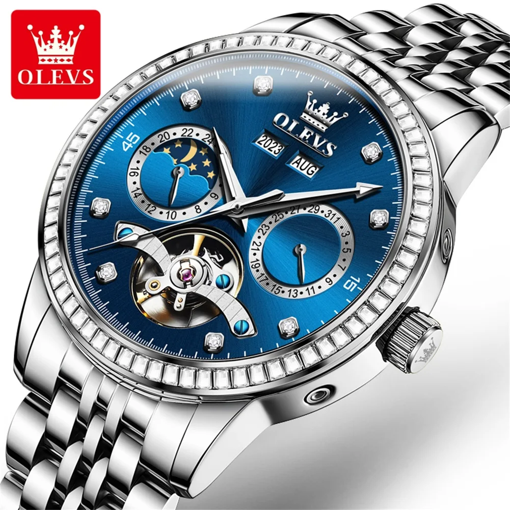 OLEVS 7016 fashion China male mechanical watch perfect Stainless steel band Waterproof auto in stock business hand watch