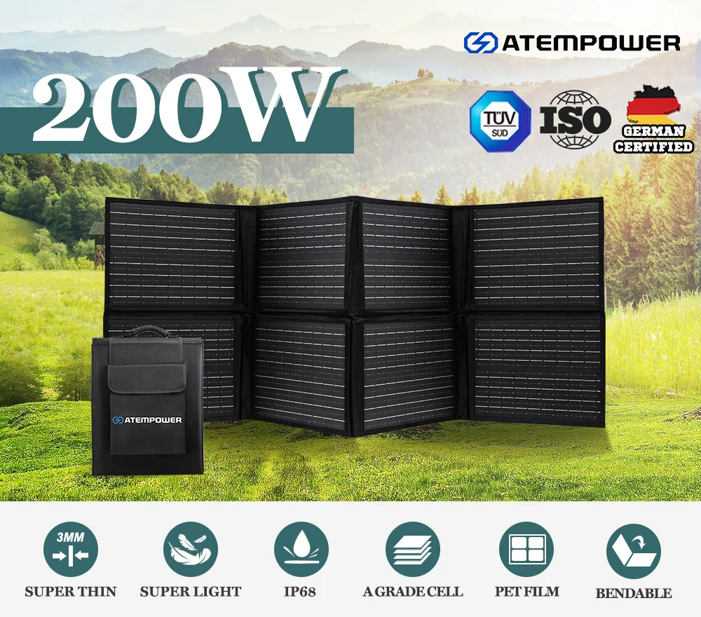 Customized 200W 12V/18V Camping Outdoor Charger Foldable Solar Panel Blanket
