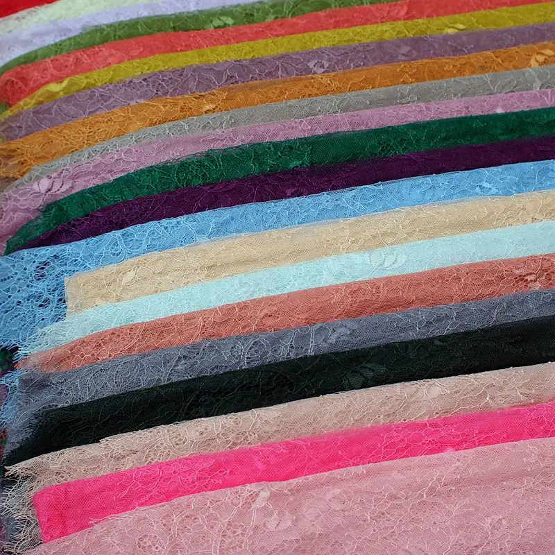 3 Meters Length Eyelash French Lace Fabric with Double Side Eyelash Edges Chantilly Lace Fabric