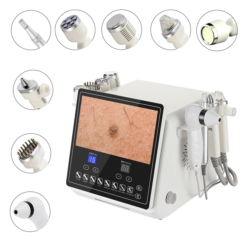 Auro Multifunctional 8 in 1 Small Bubble Water Microdermabrasion Hydrodermabrasion Facial Machine With Scalp and Hair Analyzer