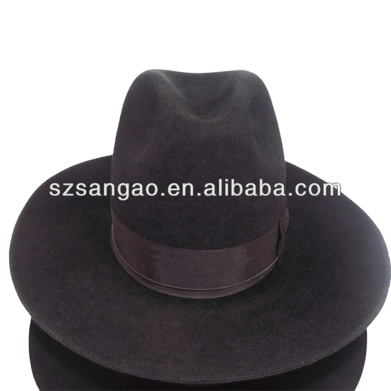Making big black wool felt jewish hats as new style fedora