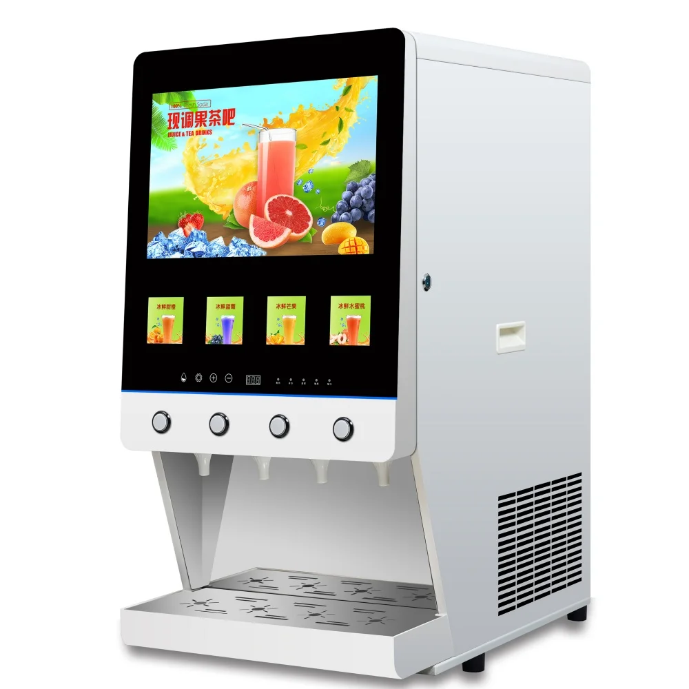 Commercial Desktop Economical Automatic  4 Flavours Ice Concentrated Hot And Cold Juice Beverage Vending Machine For Shop