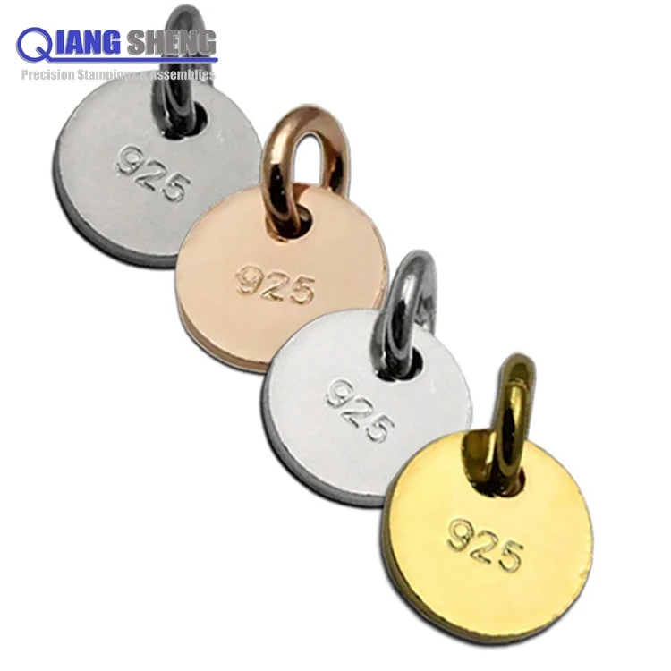 Wholesale custom cheap aluminum stainless steel letter logo printing charms metal blank tags for jewelry