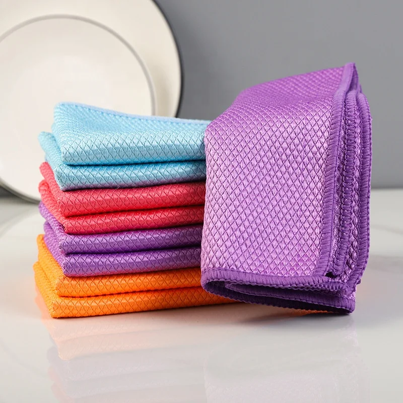 Colorful Microfiber Cleaning Cloths Kitchen Cleaning Honeycomb Microfiber Dish Cloths