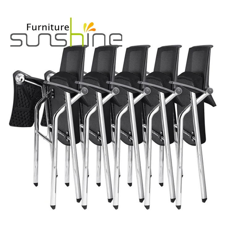 Office School Project Foldable Training Chair With Tablet Conference Chair With Wheels
