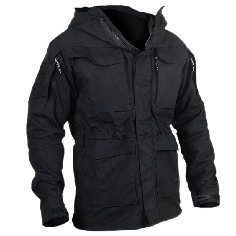 custom clothing OEM Outdoor mid length multi pocket tactical trench coat waterproof and breathable camping and hiking jacket