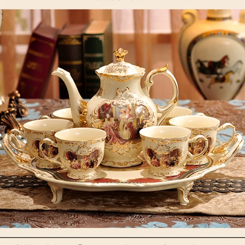Hot Sale British Fancy Style Tea Cup Sets Tea Pot Good looking Ceramic Tea cups
