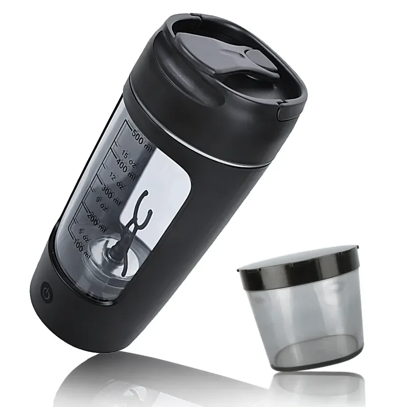 USB Rechargeable 650ML Electric Protein Shaker Cup Leak-proof Workout Shake Bottle With Storage Compartment