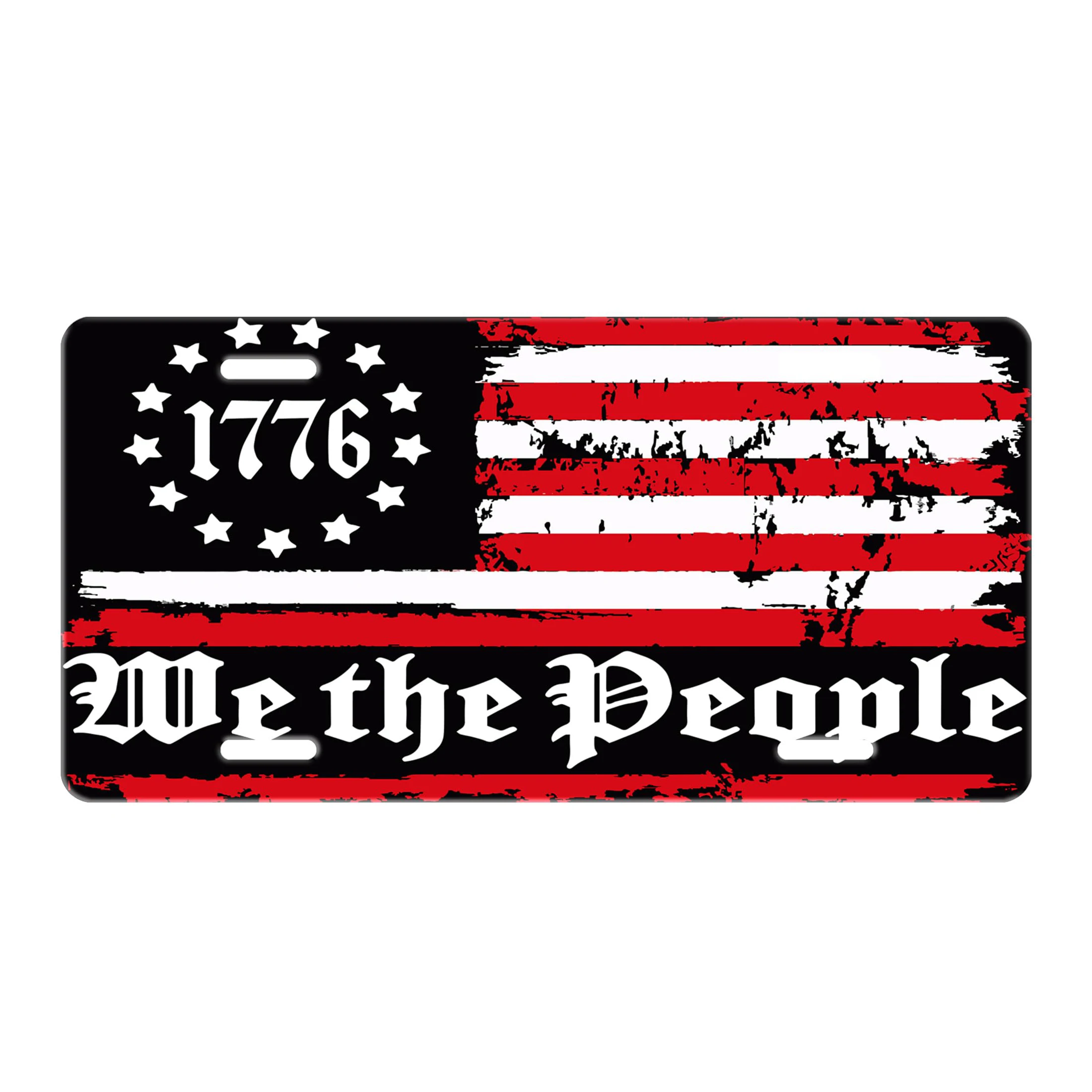 Factory Direct Sale American Flag Decorate Customized Logo Number Embossed License Plate Of Car