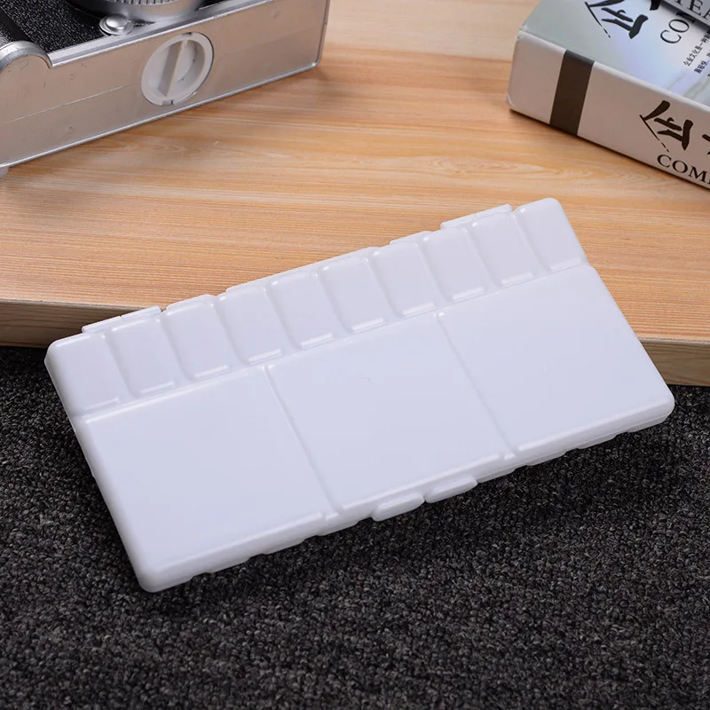 Flip Cover Rectangular Plastic Palette White Multifunction Oil Painting Palette Artist Watercolor Painting Supplies Drawing Tool