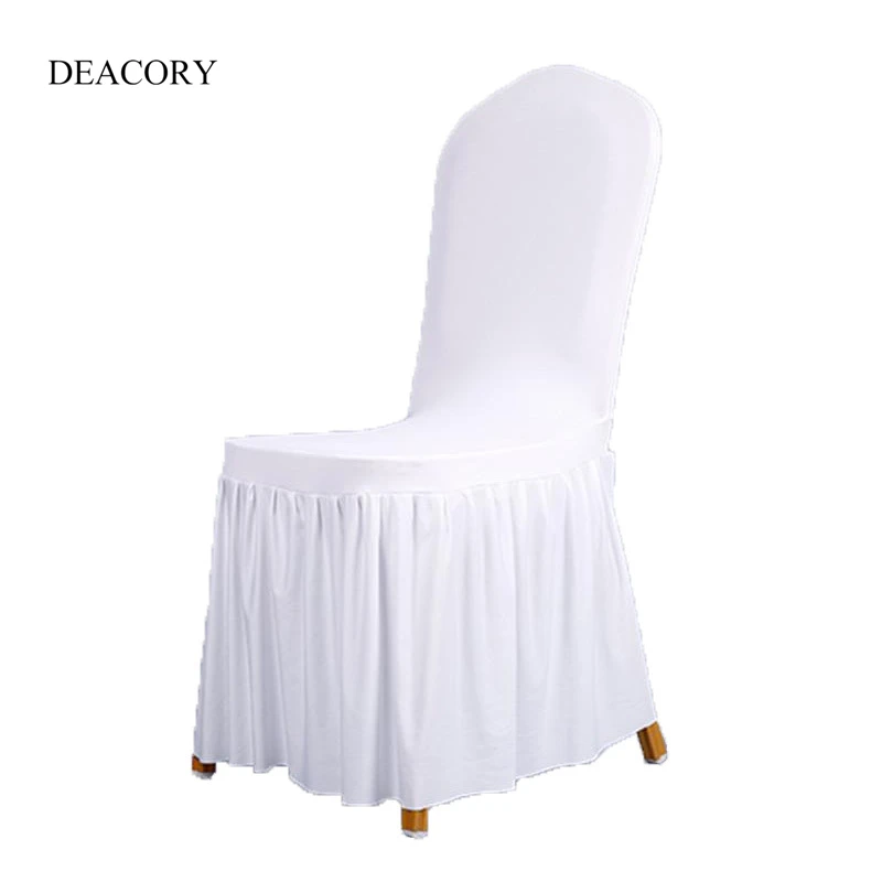 DEACORY wholesale banquet polyester fiber stretch dining conjoined pendant skirt spandex chair cover for wedding decoration