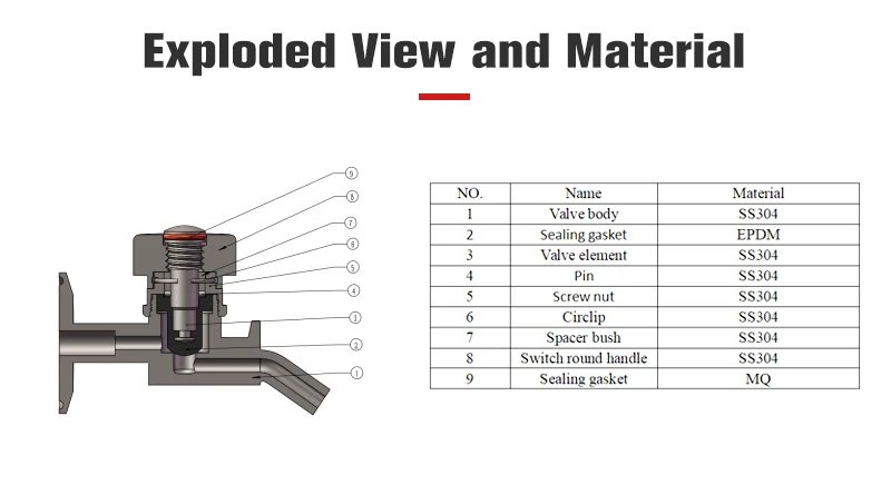 High Output Stainless Steel Spiral Type Sampling Valve Beer Faucet Sampling Valve For Beer Tank