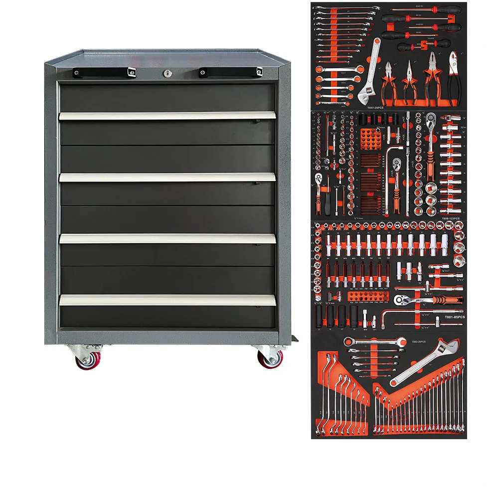 2024 JZD High quality multi-function metal drawer tool trolley cabinet/rolling tool cart with tools set